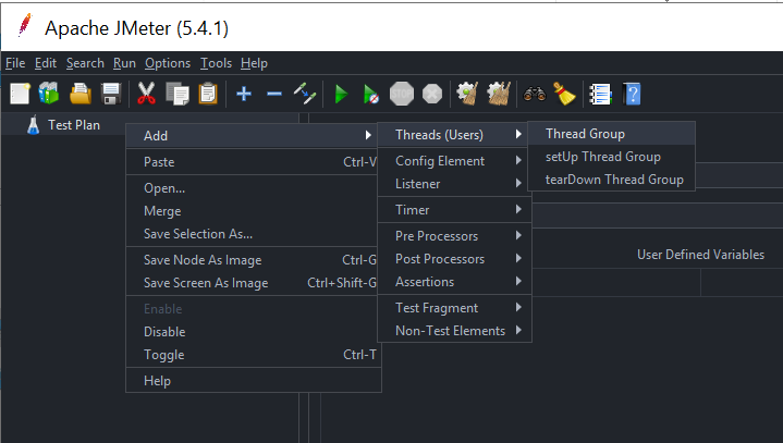 JMeter add a Thread Group