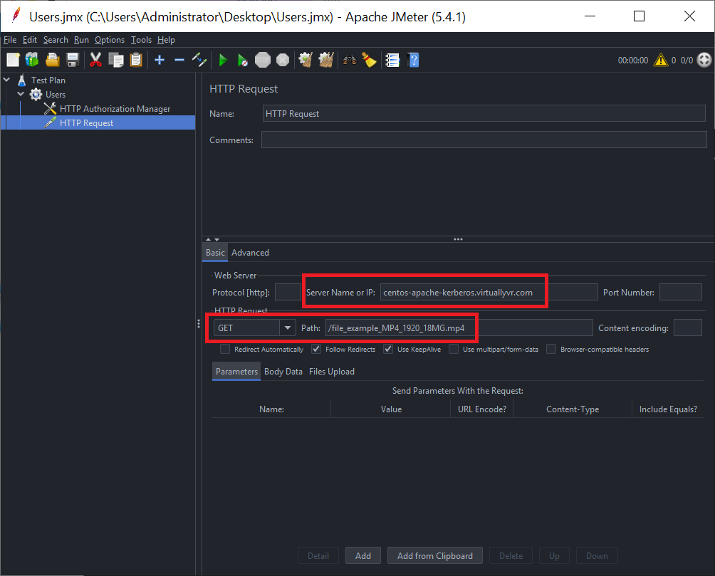 JMeter HTTP Request Configuration