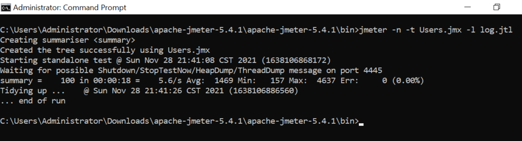 JMeter CLI mode output