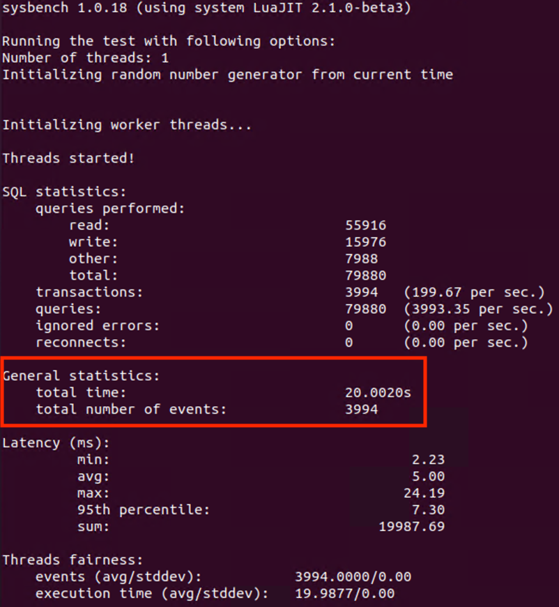 Sysbench oltp_read_write run (20s)