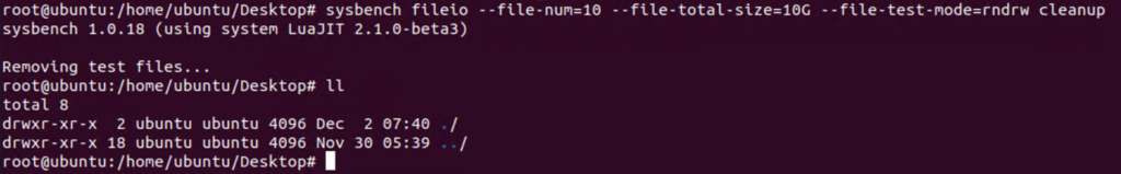 Sysbench fileio cleanup
