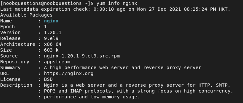 CentOS / RHEL Yum Info