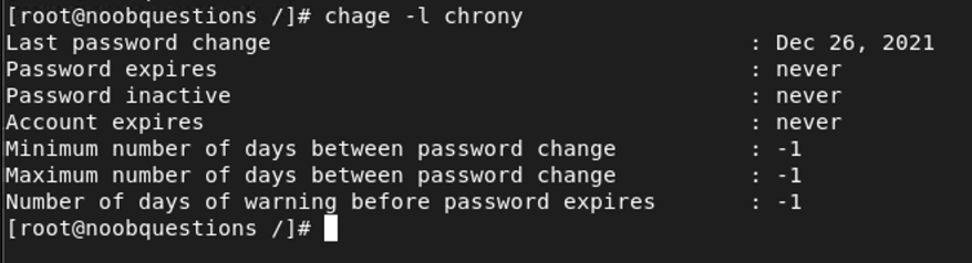 Linux Command - chage (password never expire)