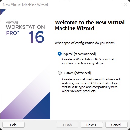 VMware Workstation Create a new Virtual Machine