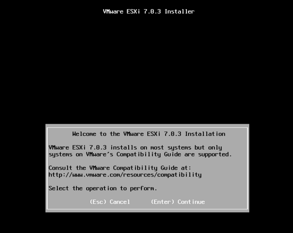 ESXi Installer Start Wizard