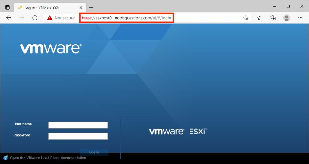 Access ESXi Host Client via FQDN