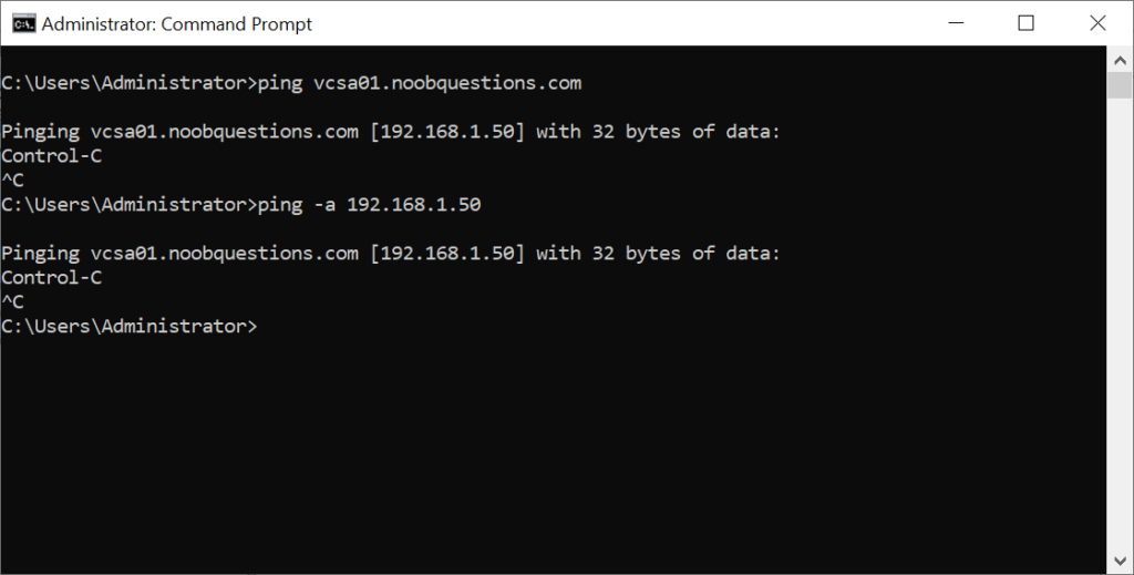 Verify DNS Record for VCSA