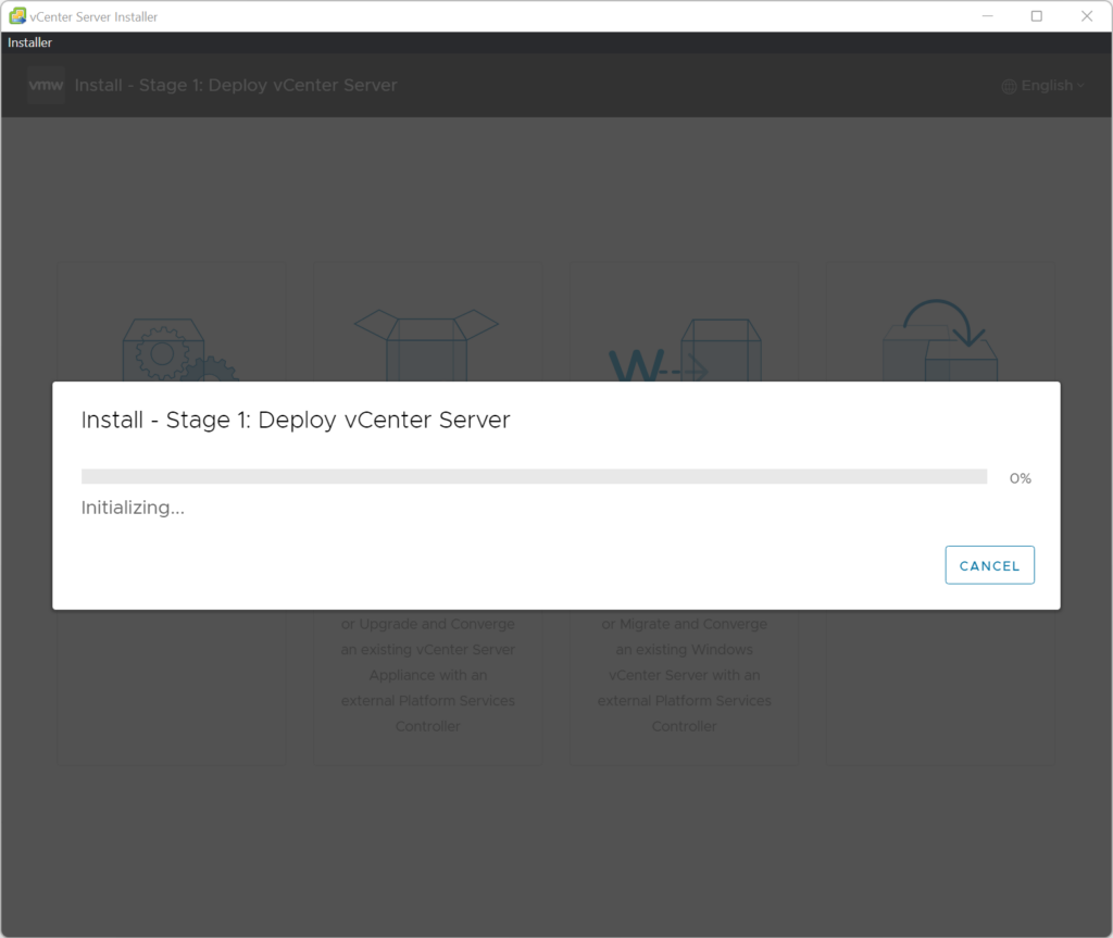 Stage 1 - vCenter UI Installer in Progress #1