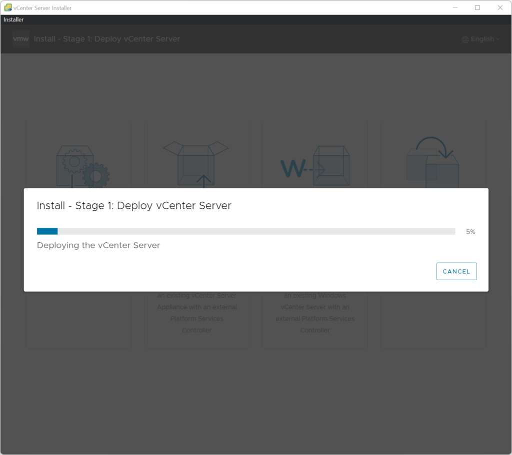 Stage 1 - vCenter UI Installer in Progress #2