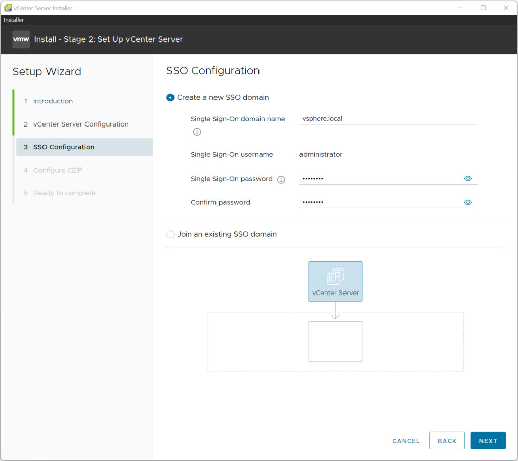 Stage 2 - vCenter SSO Setup