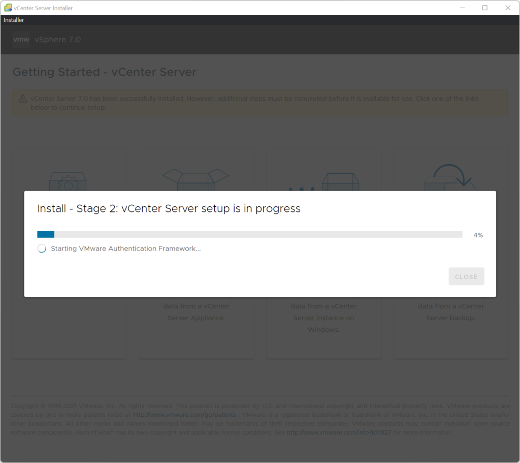 Stage 2 - vCenter Configuration in Progress #1