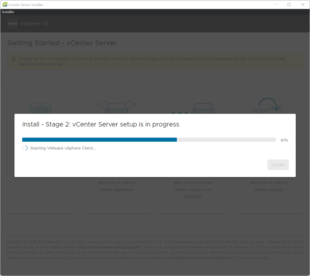 Stage 2 - vCenter Configuration in Progress #2