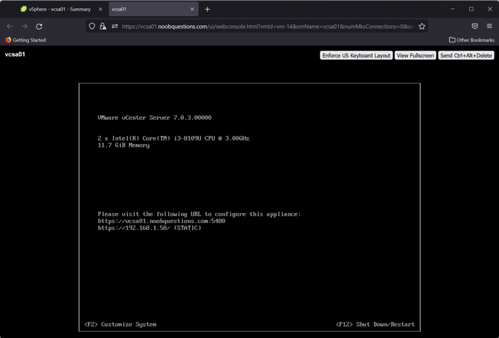 vCenter VCSA Appliance VM