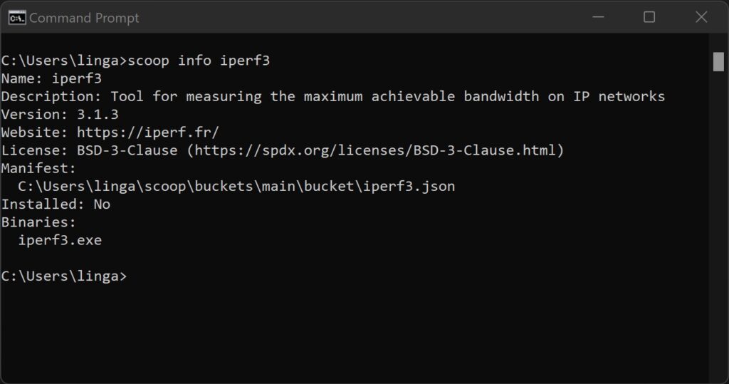scoop info iperf3