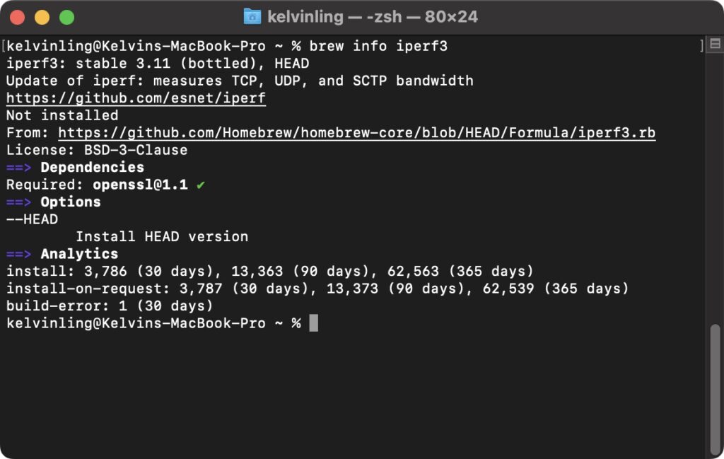 brew info iperf3