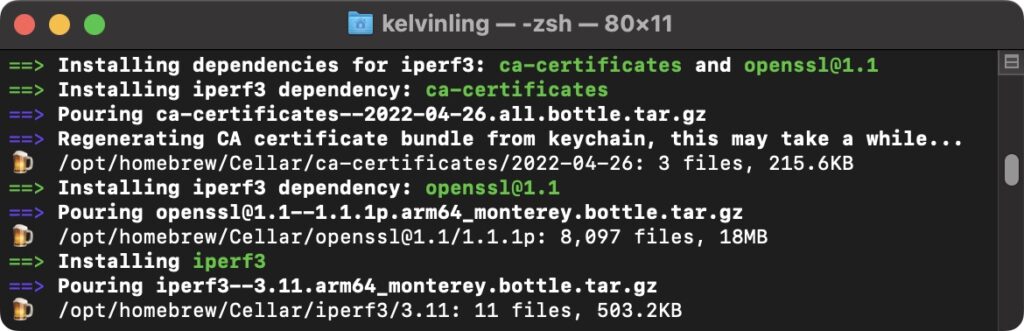 brew install iperf3