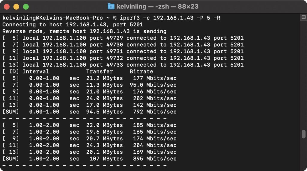 iperf3 client reverse mode