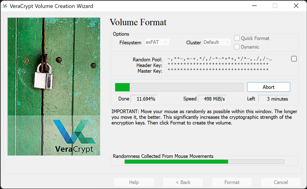 Volume Formatting in Progress