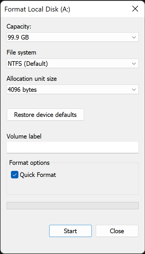 Format a Volume with other tools